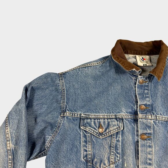 Vintage Texas Wear Denim Jacket Mens Large Corduroy Collar Western Trucker 90s - Picture 5 of 14